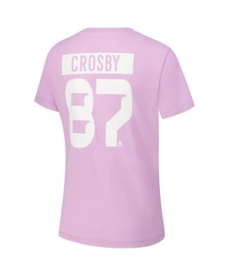 Women's Sidney Crosby Lavender Pittsburgh Penguins Hockey Fights Cancer Anthem Name Number T-Shirt