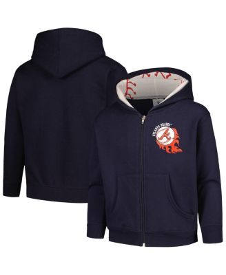 Soft As A Grape - Toddler Navy Atlanta Braves Baseball Full-Zip Hoodie Jacket