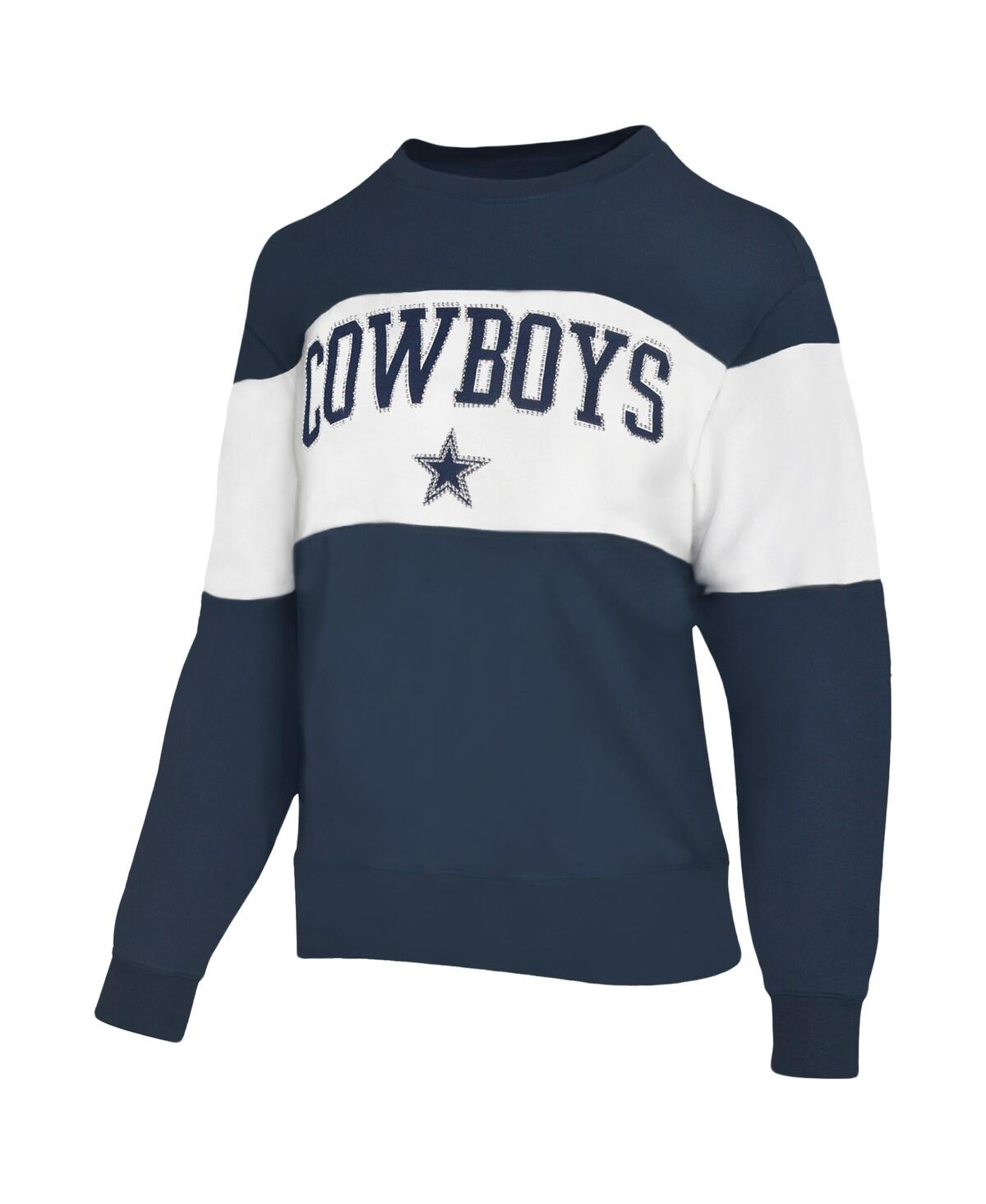 Lauren James Women's Navy Dallas Cowboys Bling Color Block Terry Sweatshirt In Blue