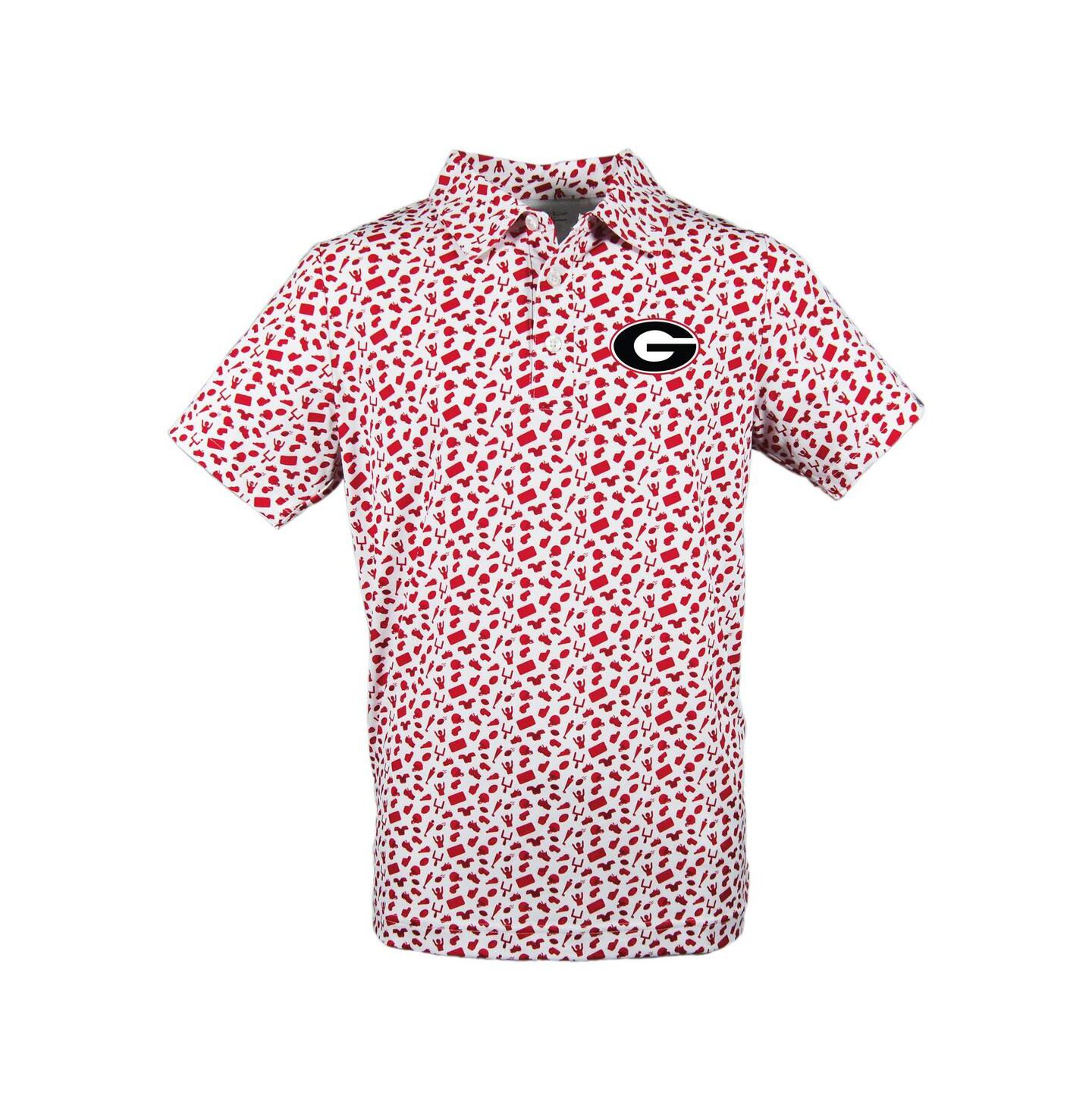 Поло Garb Red Georgia Bulldogs Tom Allover Print Performance Polo для мальчиков-малышей — фото 1