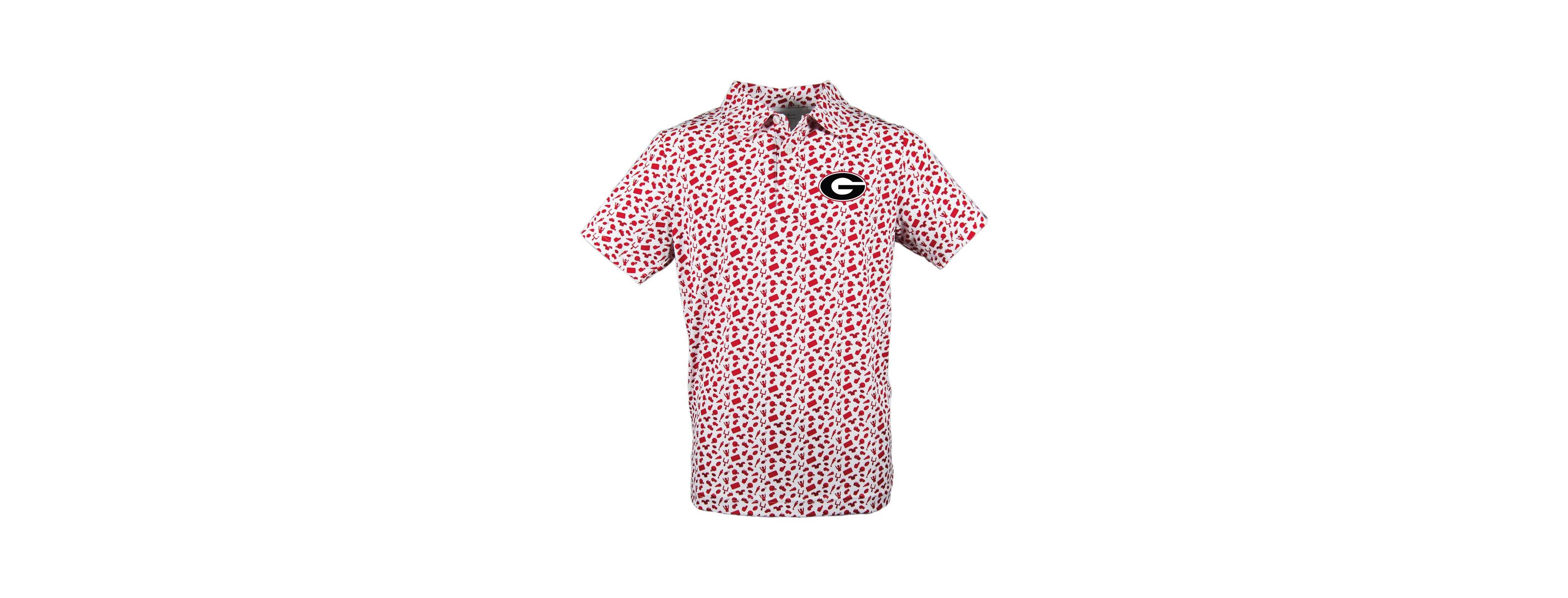Garb Toddler Red Georgia Bulldogs Tom Allover Print Performance Polo Shirt