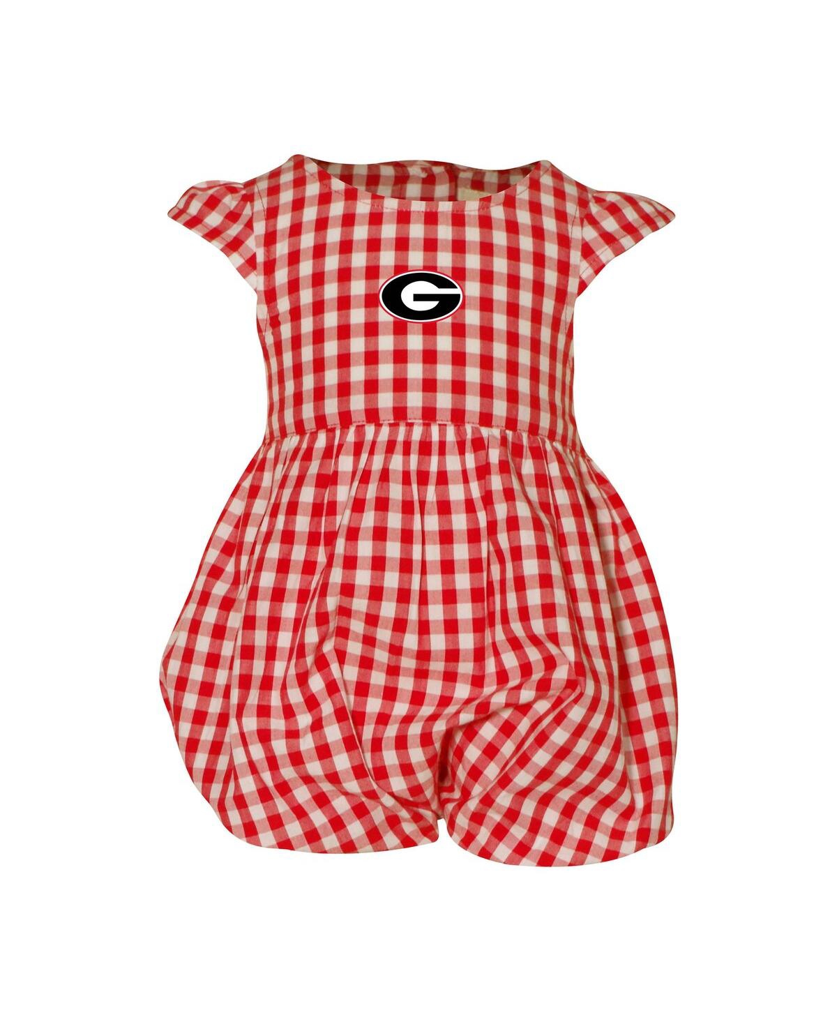 Garb Baby Boys And Girls Red Georgia Bulldogs Cara Gingham Ruffled Bodysuit In Red