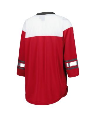 Women's Red/White Tampa Bay Buccaneers Double Team 3/4-Sleeve Lace-Up T-Shirt