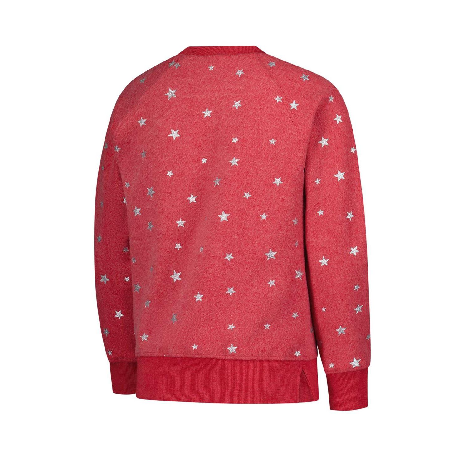 Big Girls Crimson Oklahoma Sooners Shimmer Star Reverse Sweatshirt