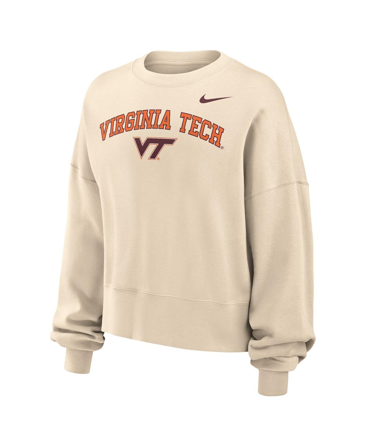 Nike Women's Natural Virginia Tech Hokies Phoenix Fleece Oversized Cropped Sweatshirt In Neutral