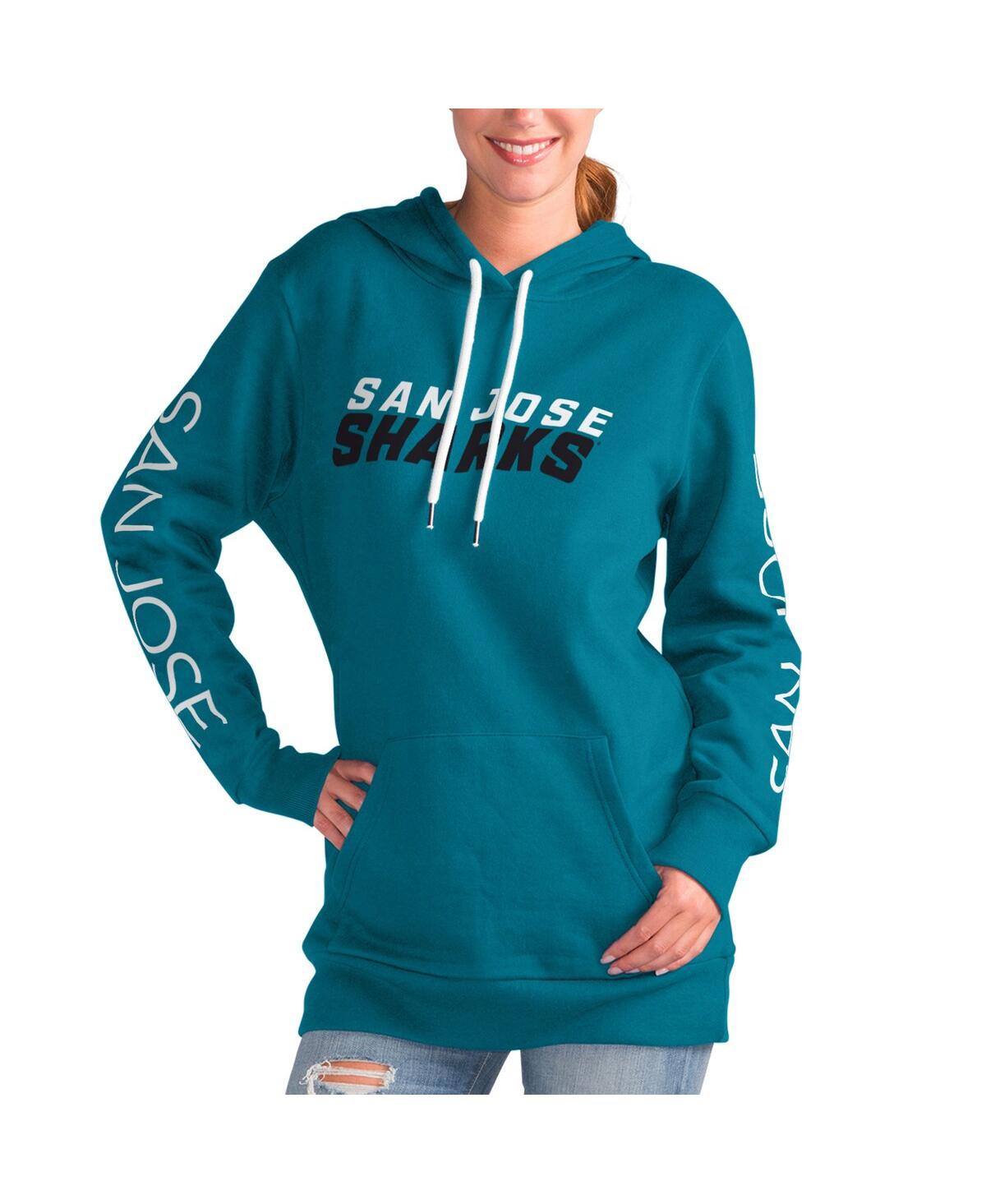 G-iii 4her By Carl Banks Women's Teal San Jose Sharks Overtime Pullover Hoodie In Blue