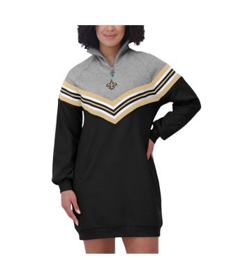 Women's Black/Heather Gray New Orleans Saints Chevron Stripe Dress