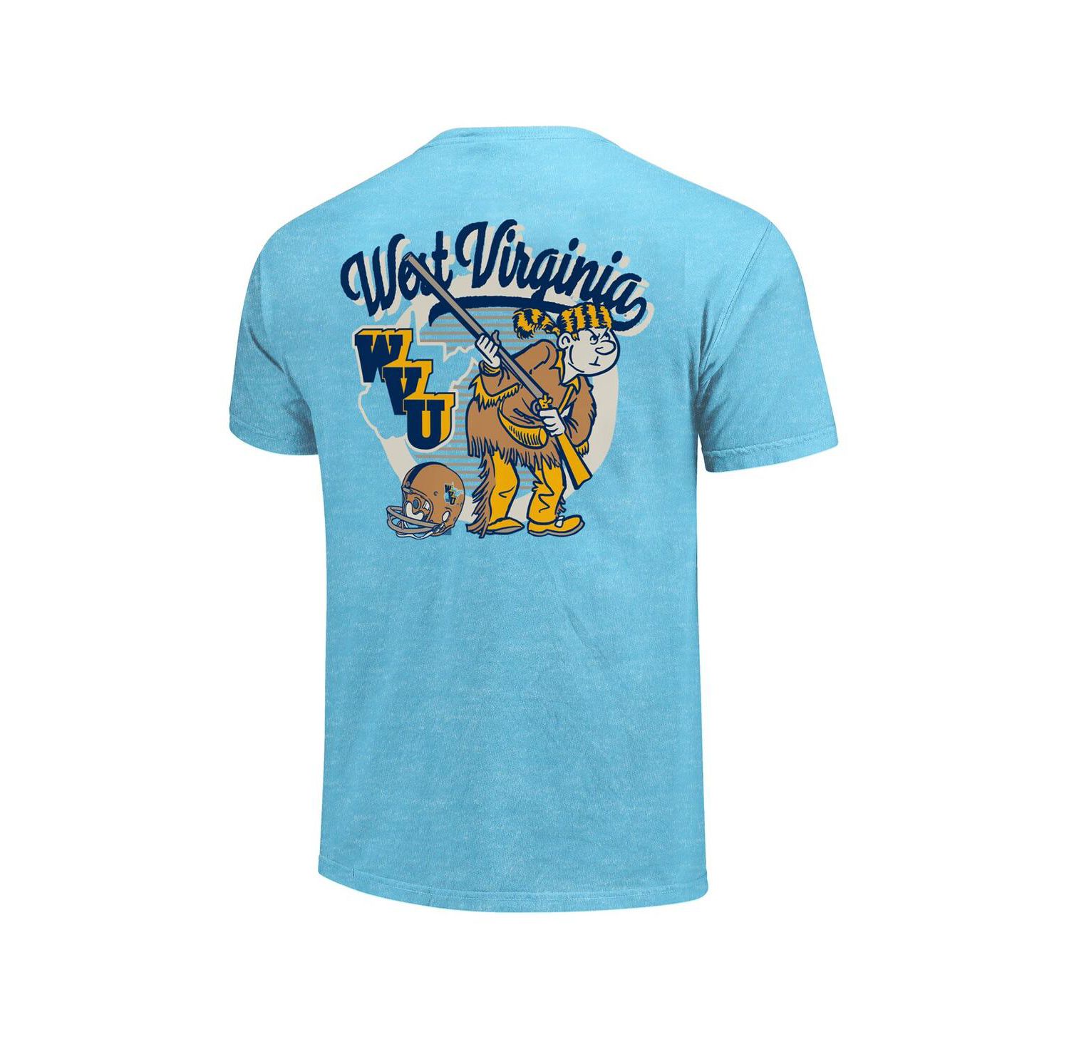 Men's Light Blue West Virginia Mountaineers Throwback Retro Badge Script T-Shirt