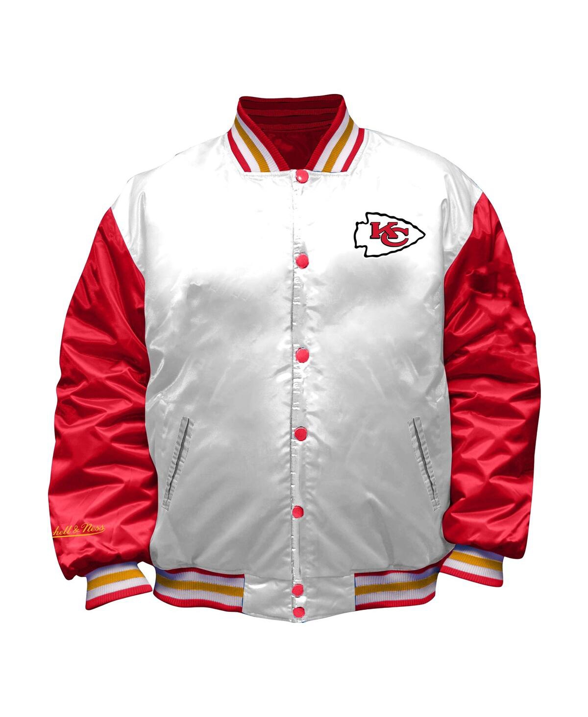 Mitchell & Ness Women's White Kansas City Chiefs Plus Size Full-snap Satin Jacket In White