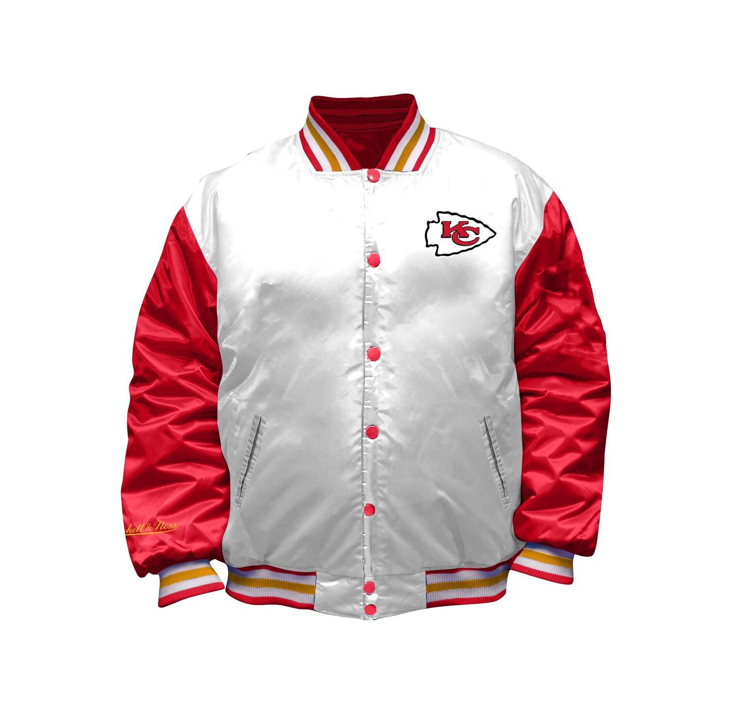 Women's White Kansas City Chiefs Plus Size Full-Snap Satin Jacket