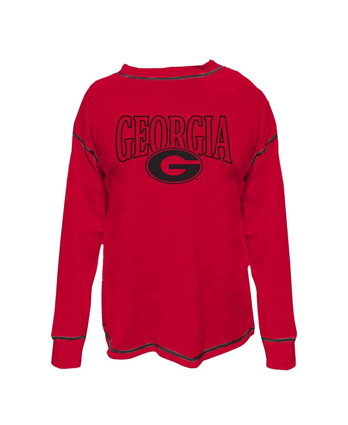 Fanatics Women's Red Georgia Bulldogs Plus Size Contrast Stitch Sweatshirt In Red