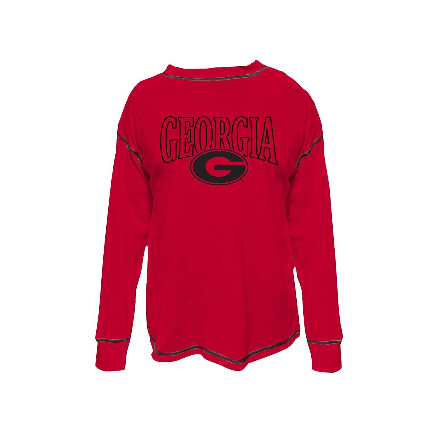 Women's Red Georgia Bulldogs Plus Size Contrast Stitch Sweatshirt