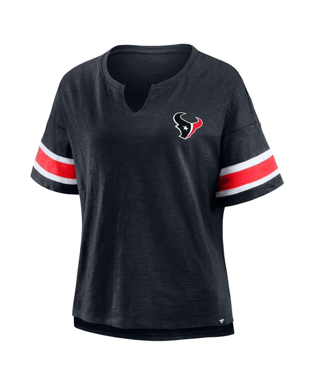 Fanatics Women's Navy Houston Texans Plus Size Redzone Notch Neck T-shirt In Blue