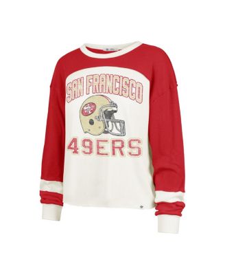 Women's Cream San Francisco 49ers Double Header Curve Toni Long Sleeve T-Shirt
