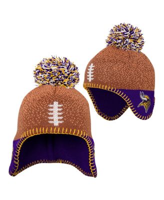 Baby Boys and Girls Brown Minnesota Vikings Football Head Pom with Knit Hat
