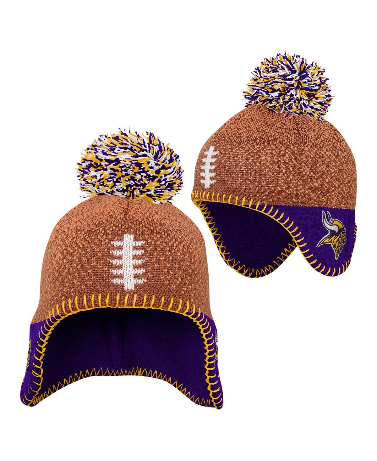 Outerstuff Baby Boys And Girls Brown Minnesota Vikings Football Head Pom With Knit Hat In Brown