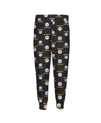 Toddler 2-Piece Black Pittsburgh Steelers All-Over-Print Long Sleeve T-Shirt and Pants Sleep Set