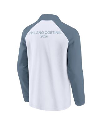 Men's White Milano Cortina 2026 Winter Olympics Color Block Raglan Quarter-Zip Sweatshirt