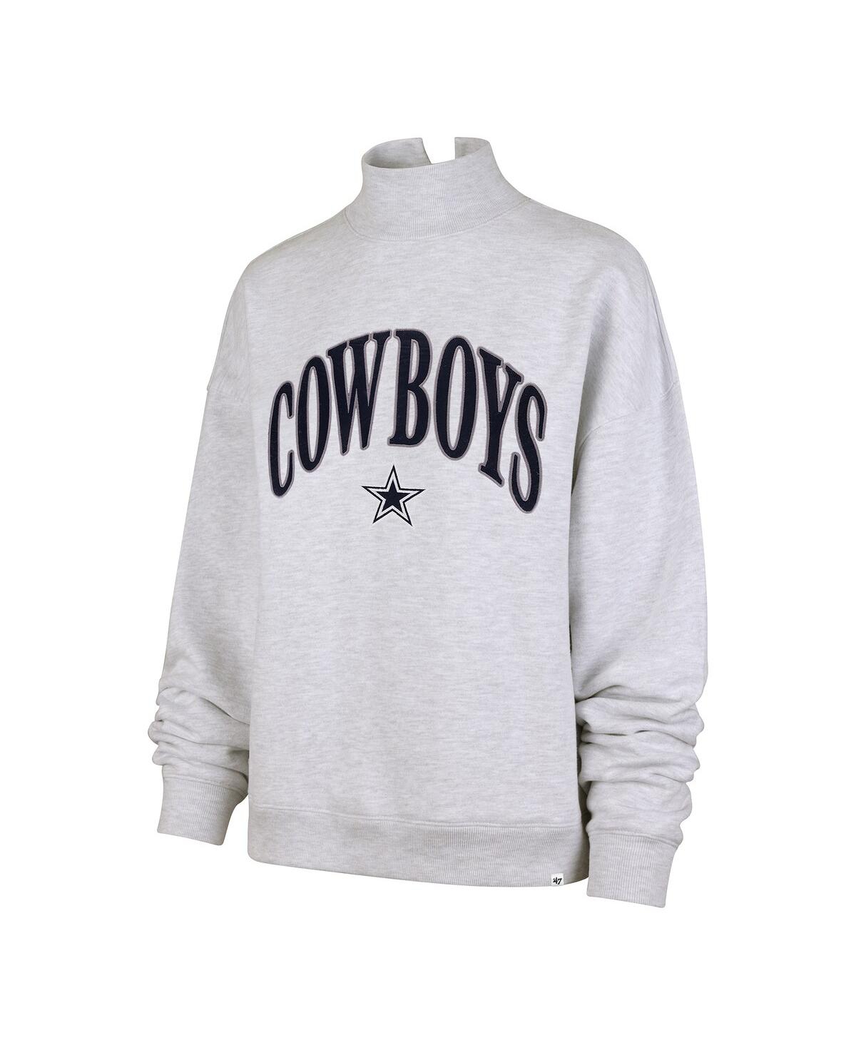 47 Brand Women's Heather Gray Dallas Cowboys Vantage Mock Neck Pullover Sweatshirt In Gold