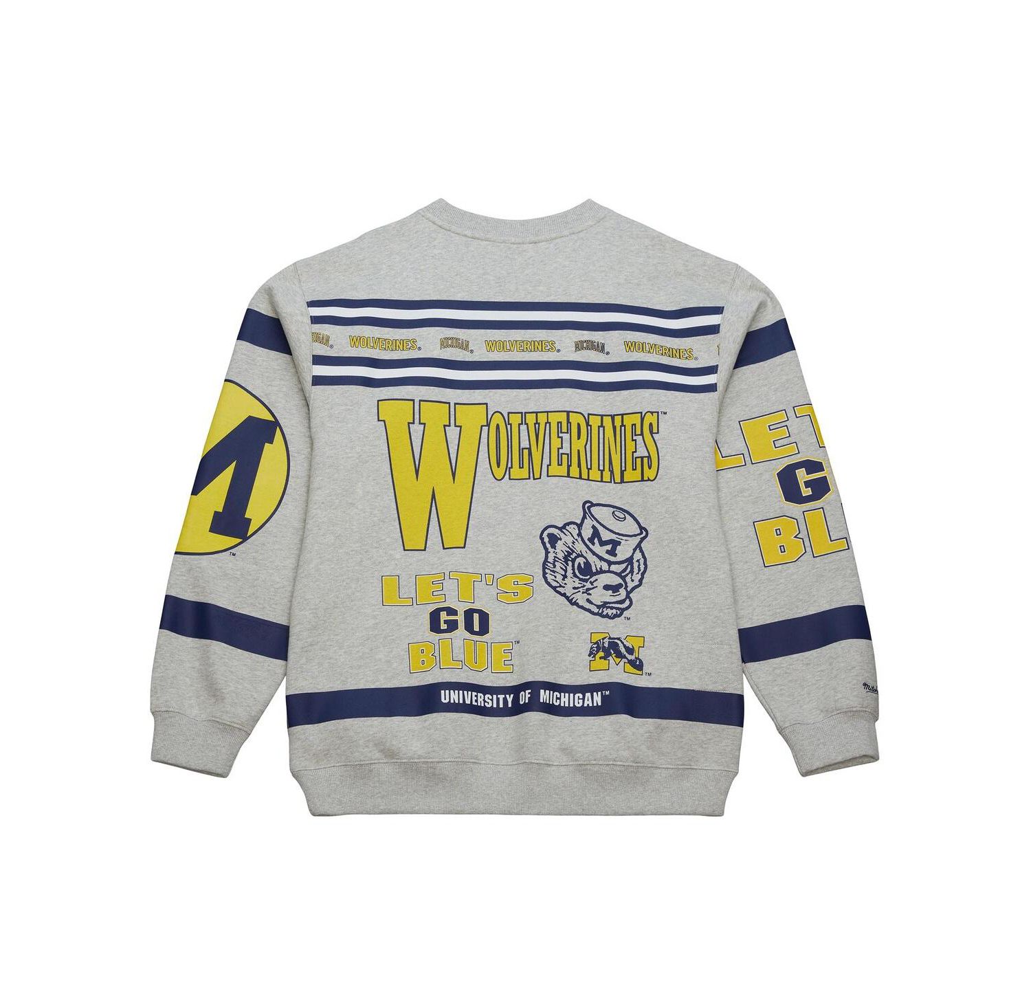 Men's Gray Michigan Wolverines All Over Print Sweatshirt