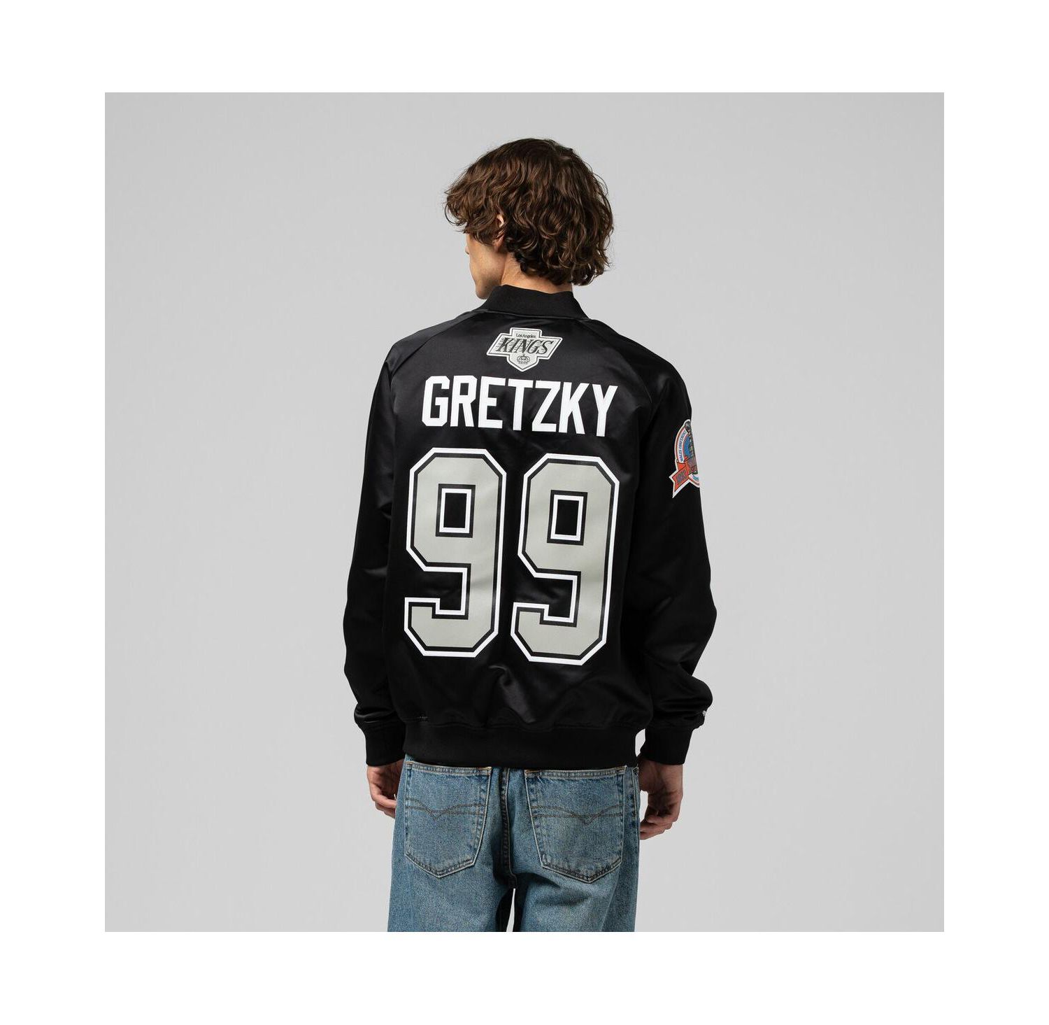 Men's and Women's Wayne Gretzky Black Los Angeles Kings Maxed Out Full-Zip Satin Jacket