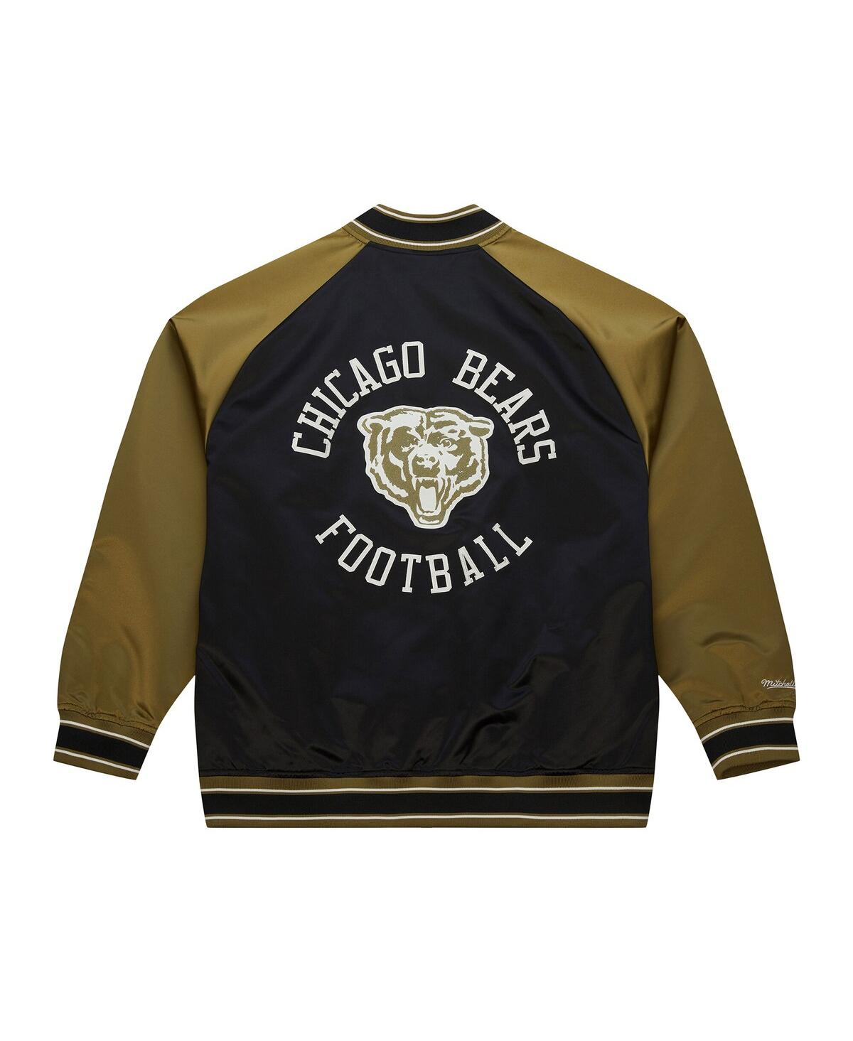 Mitchell & Ness Men's Olive/Black Chicago Bears Vintage Logo Double Clutch Satin Raglan Full-Snap Jacket