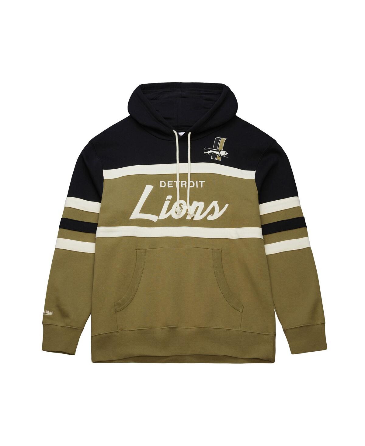 Mitchell & Ness Men's Olive Detroit Lions Vintage Logo Head Coach Hoodie In Green