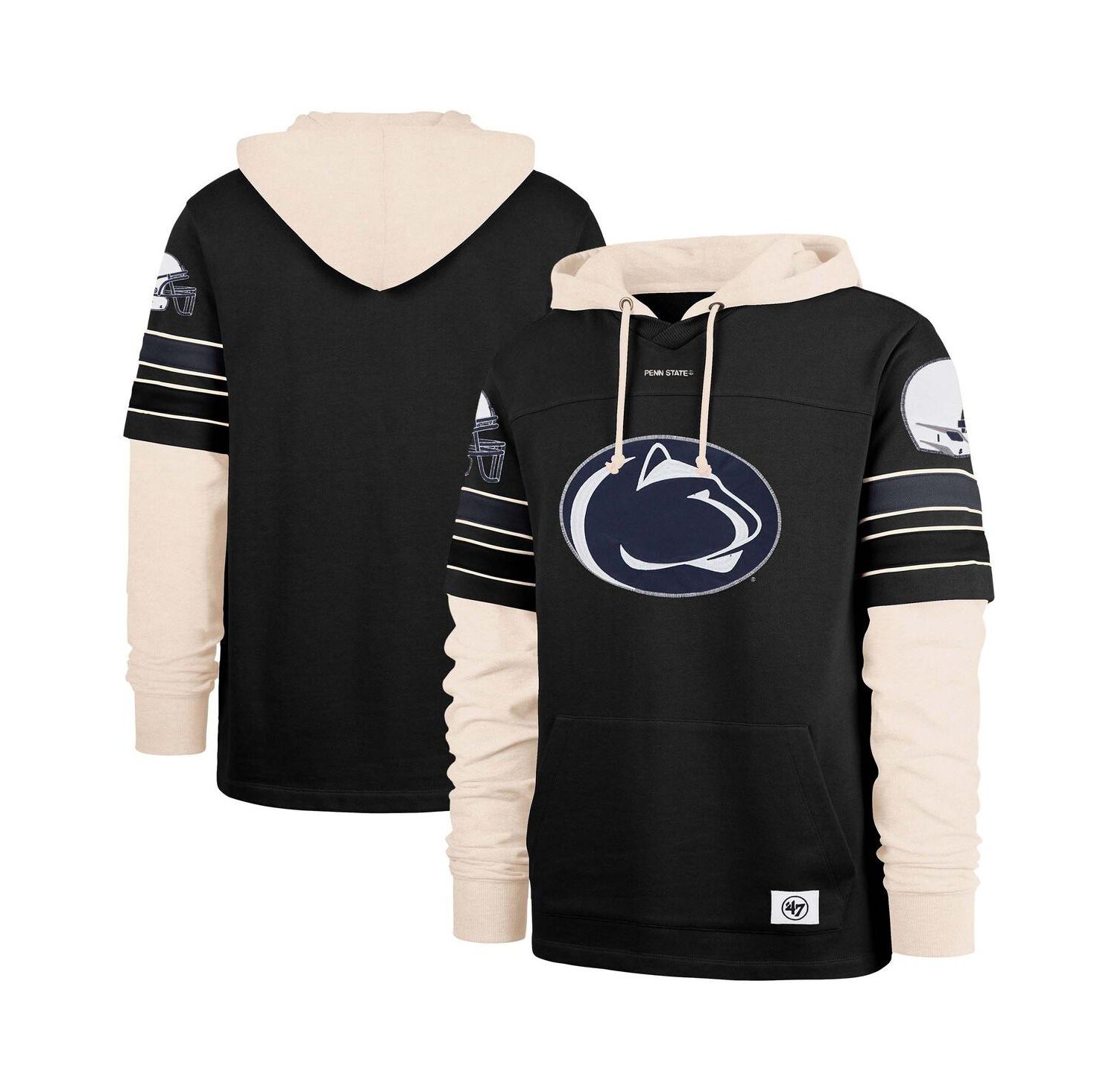 Men's Black Penn State Nittany Lions Split Zone Cornerback Lacer Pullover Hoodie