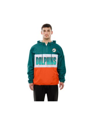 Men's Aqua Miami Dolphins Ripstop Quarter-Zip Hooded Windbreaker