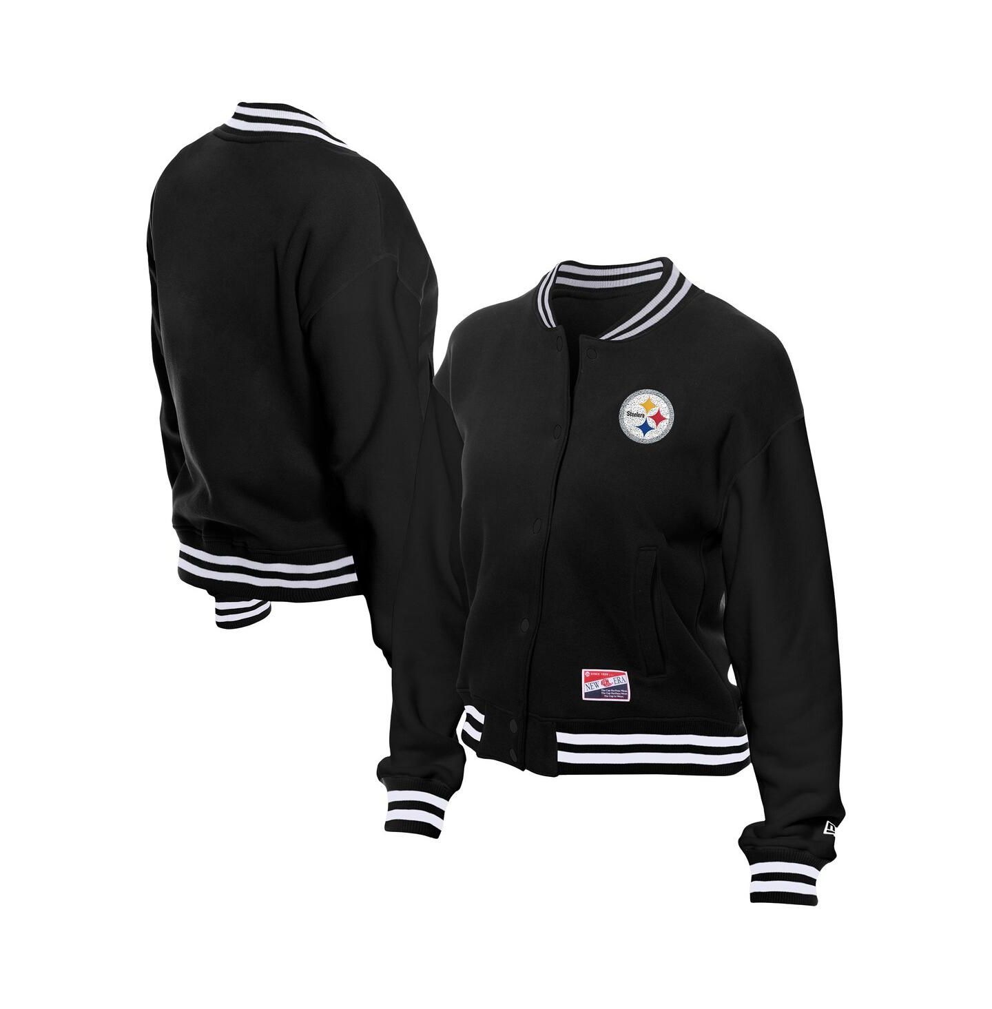 Женская куртка New Era Black Pittsburgh Steelers Throwback Fleece Full-Snap — фото 1