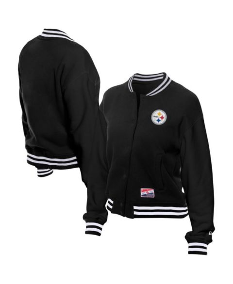 Женские куртки New Era Women's Black Pittsburgh Steelers Throwback Fleece Full-Snap Jacket