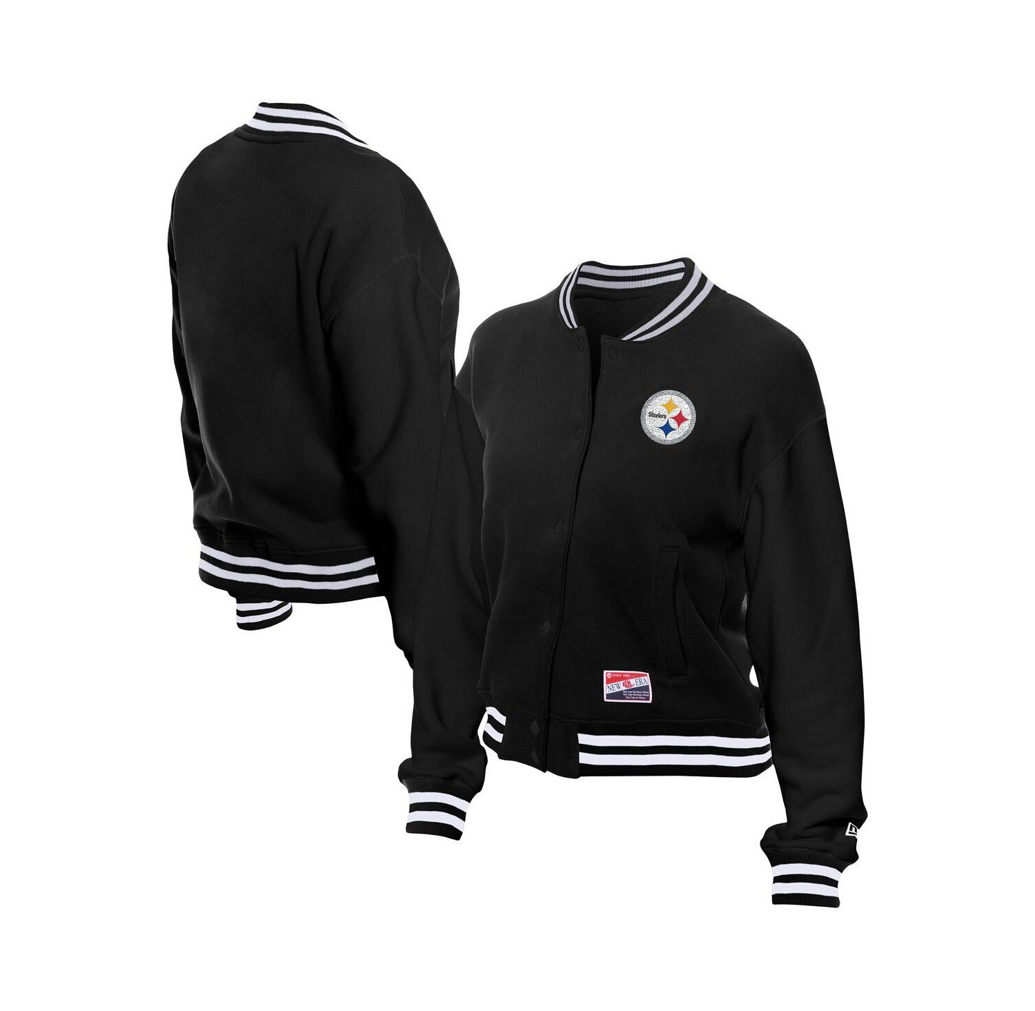 Women's Black Pittsburgh Steelers Throwback Fleece Full-Snap Jacket