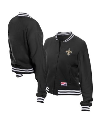 New Era - Women's Black New Orleans Saints Throwback Fleece Full-Snap Jacket
