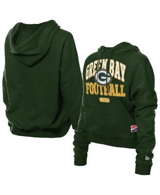 New Era - Women's Green Green Bay Packers Throwback Boxy Hoodie Sweatshirt