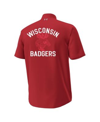 Men's Red Wisconsin Badgers Gameday ArmourFuse Camp Button-Up Shirt