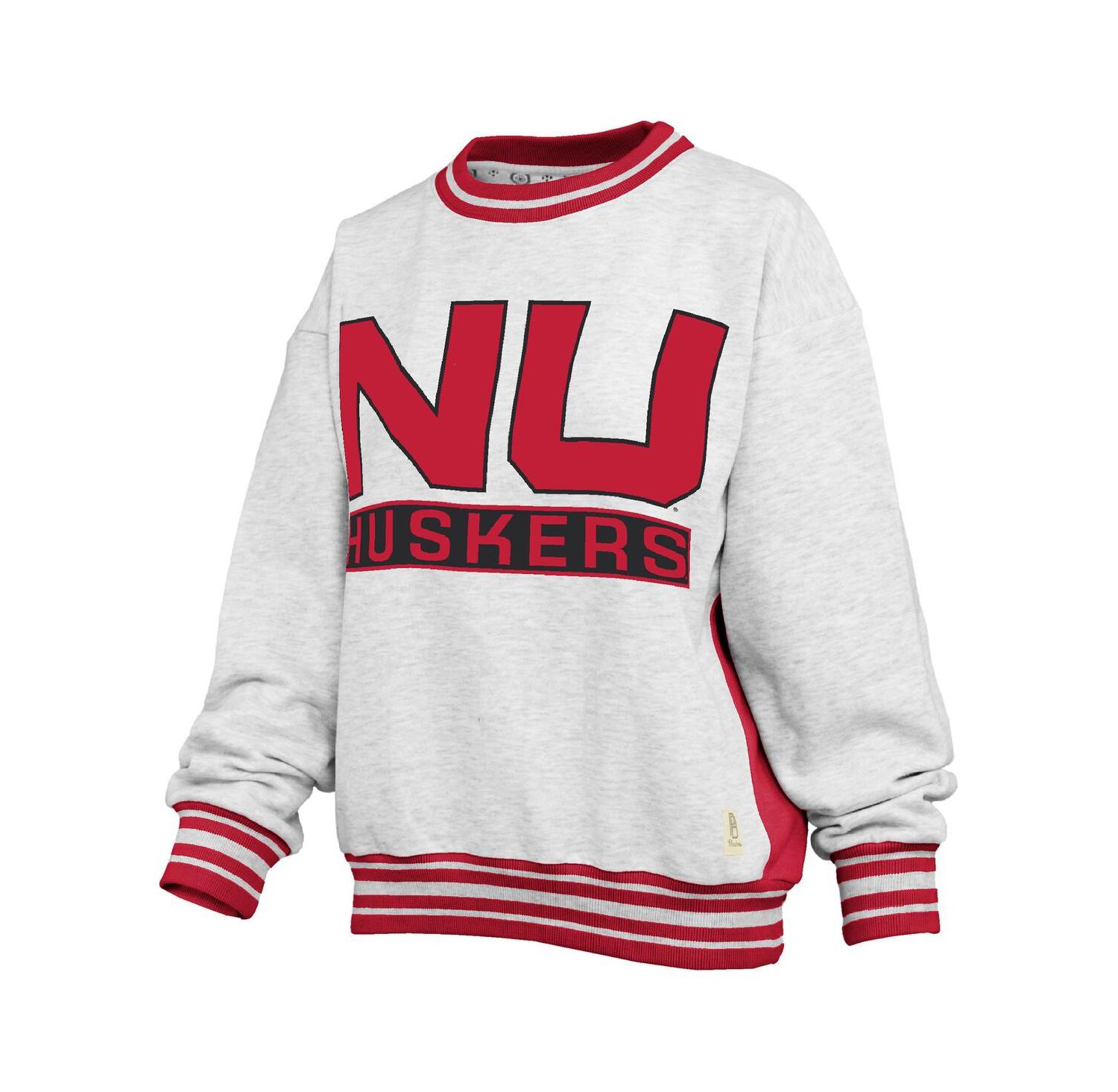 Women's Heather Gray/Scarlet Nebraska Huskers Endzone Crewneck Sweatshirt