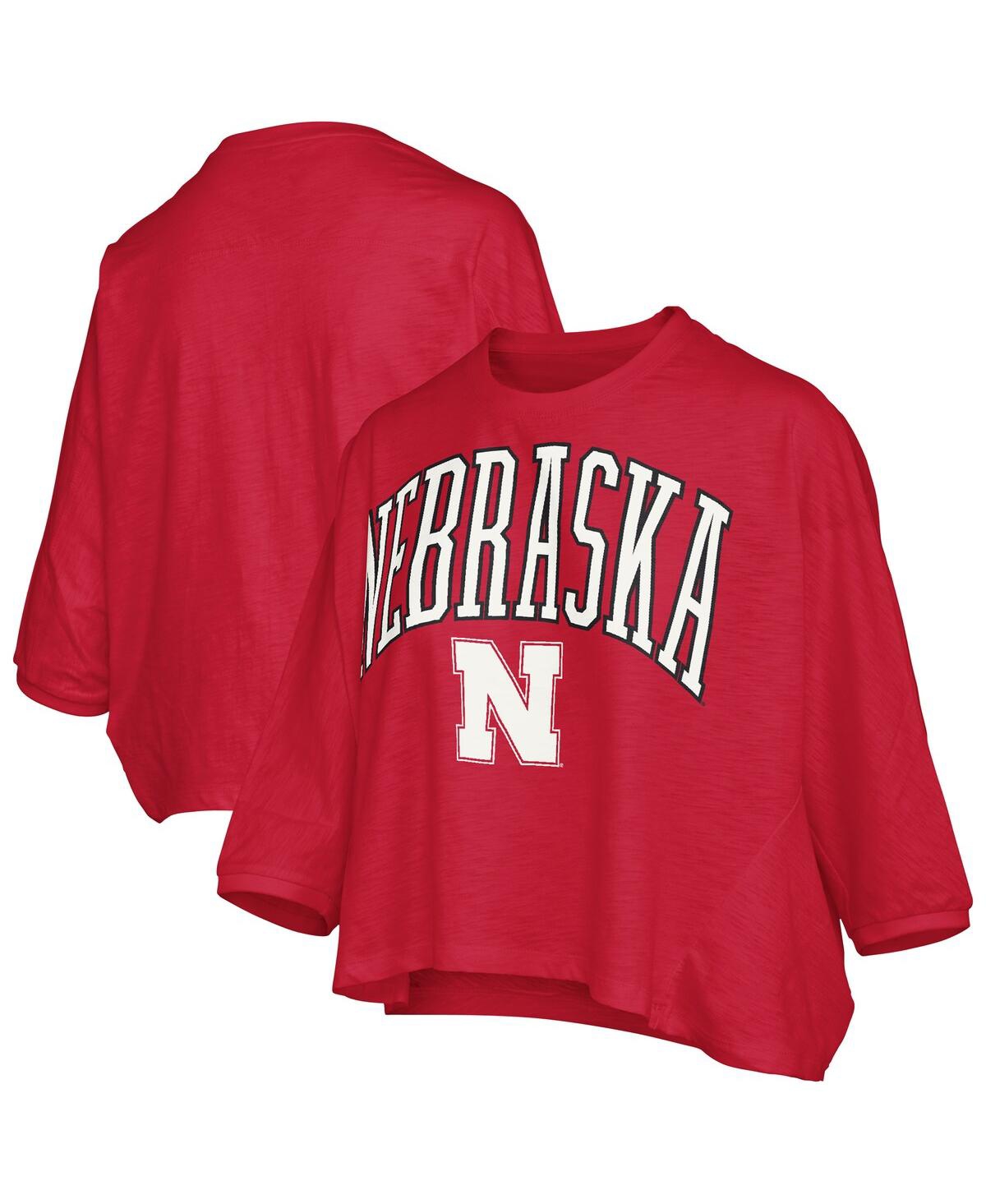 Pressbox Women's Red Nebraska Huskers Midi Arch Over Logo Oversized T-shirt In Red