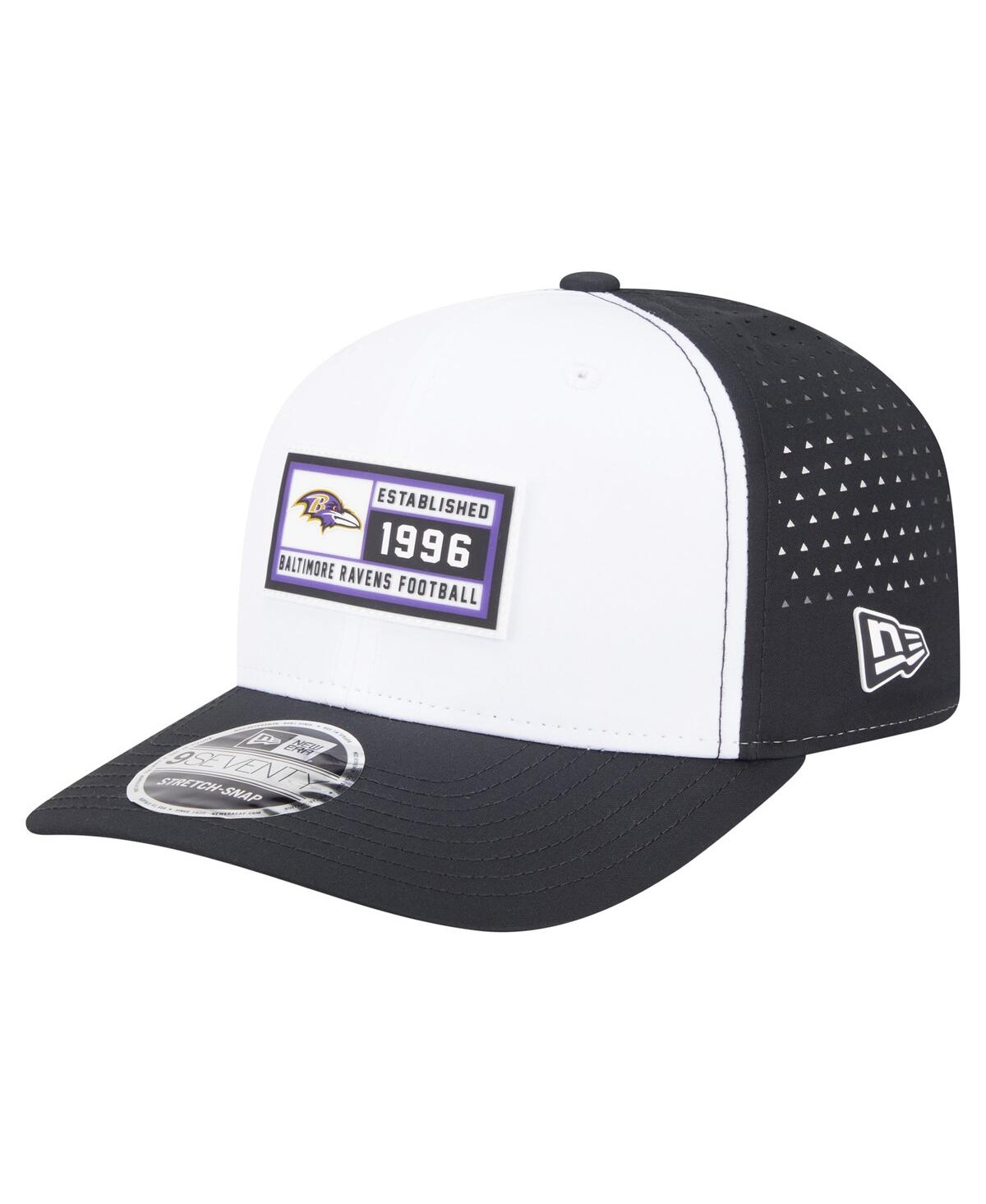New Era Men's White/black Baltimore Ravens Established Patch 9seventy Adjustable Hat In Multi