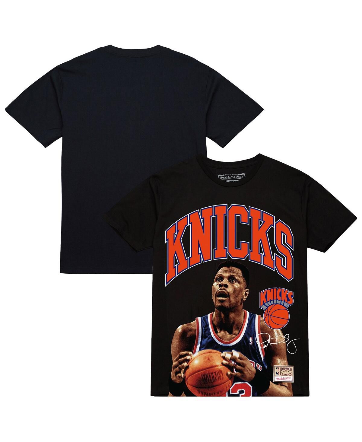 Мужская футболка Patrick Ewing Black New York Knicks Hardwood Classics Player Arch с изображением Патрика Юинга