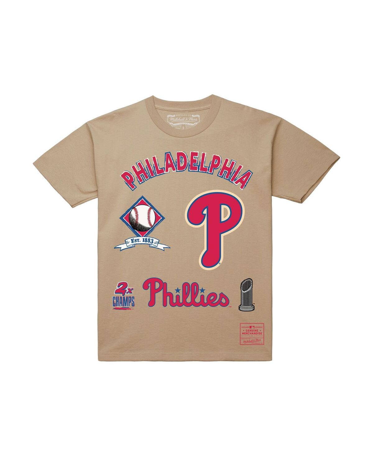 Mitchell & Ness Men'sâ Cream Philadelphia Phillies Legacy Defined T-shirt In Brown