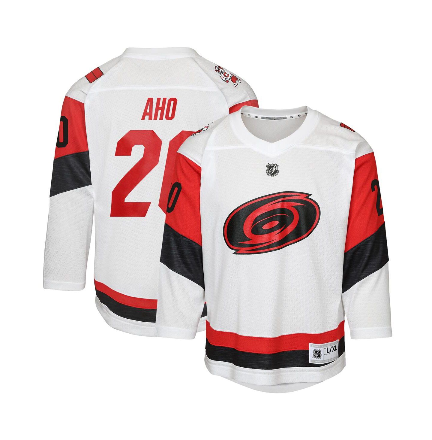 Детский топ Outerstuff Sebastian Aho White Carolina Hurricanes Away Replica Player Jersey — фото 1