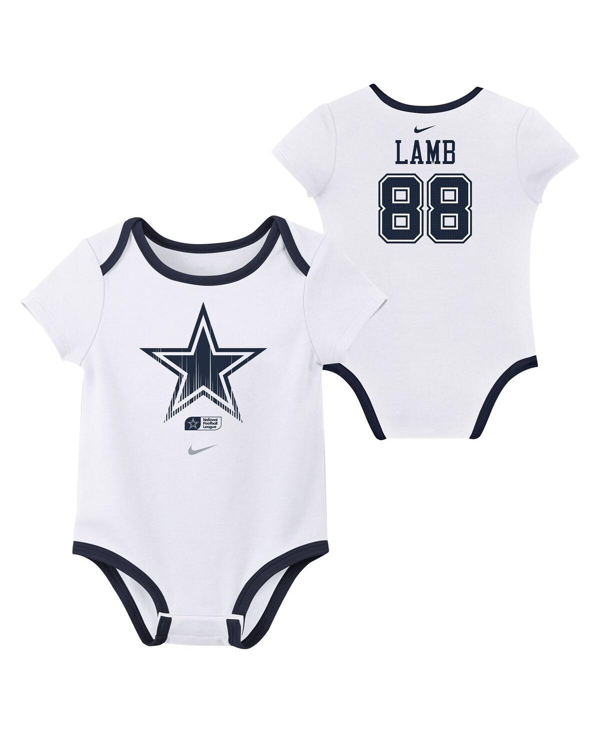 Nike Baby Boys And Girls 3-pack Ceedee Lamb Dallas Cowboys Name Number Bodysuit Set In Gray