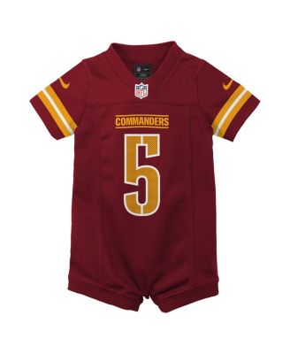 Baby Boys and Girls Jayden Daniels Burgundy Washington Commanders Game Romper Jersey