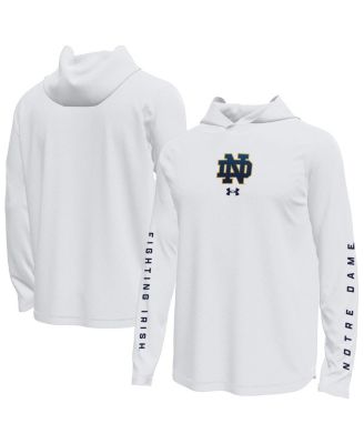 Under Armour - Men's White Notre Dame Fighting Irish Tech Stretch Long-Sleeve Hooded T-Shirt