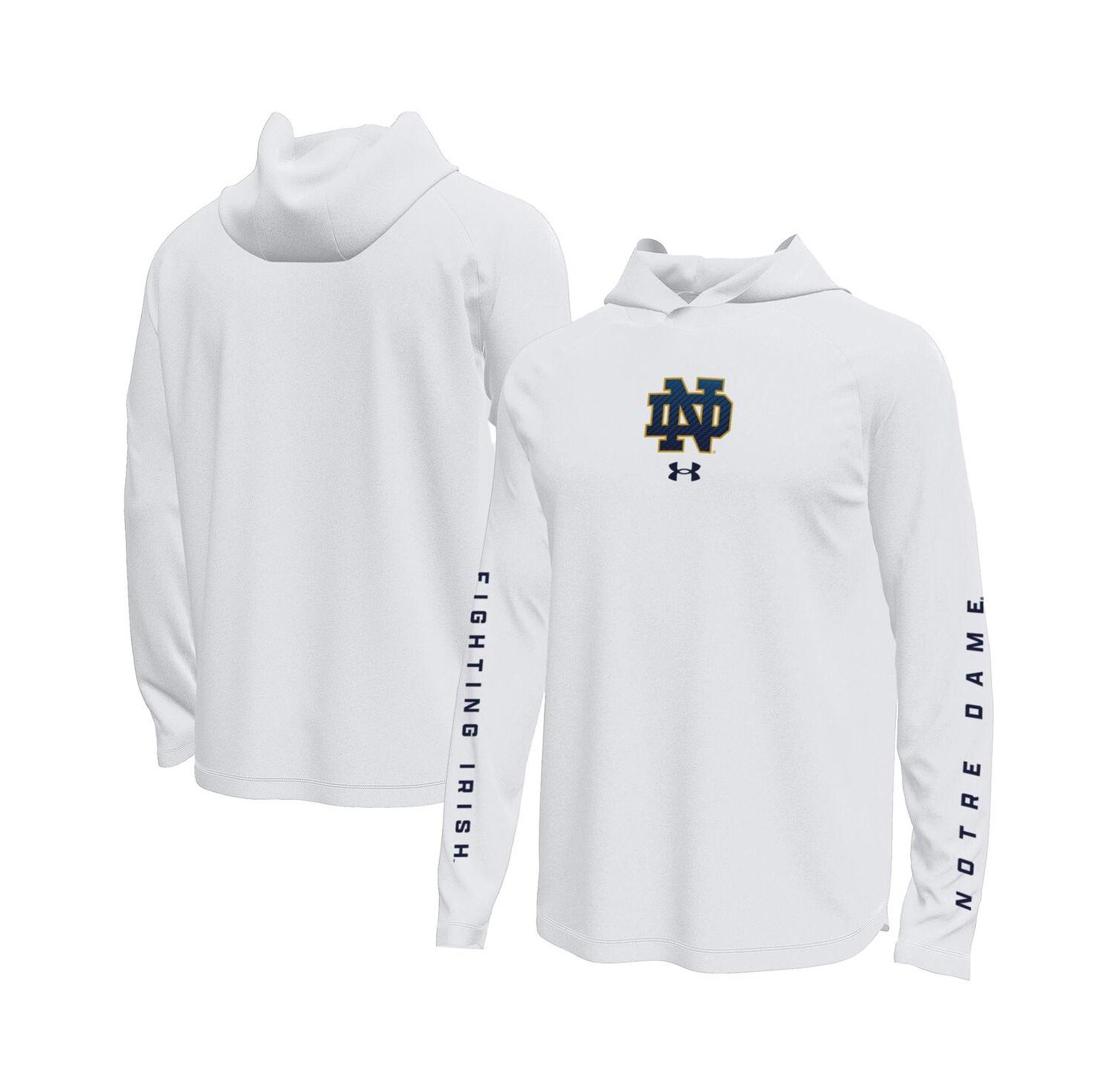 Men's White Notre Dame Fighting Irish Tech Stretch Long-Sleeve Hooded T-Shirt