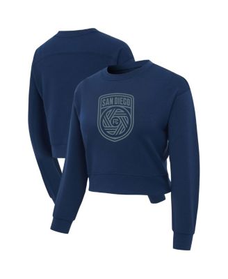 Concepts Sport - Women's Navy San Diego FC Tri-Blend Darby Knit Long Sleeve Crop Top