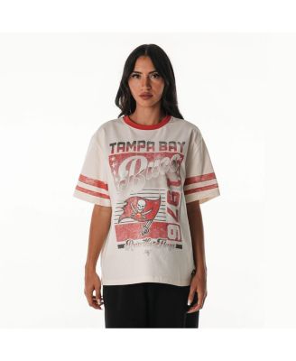 Women's Cream Tampa Bay Buccaneers Vintage Drop Shoulder Oversized Boyfriend T-Shirt