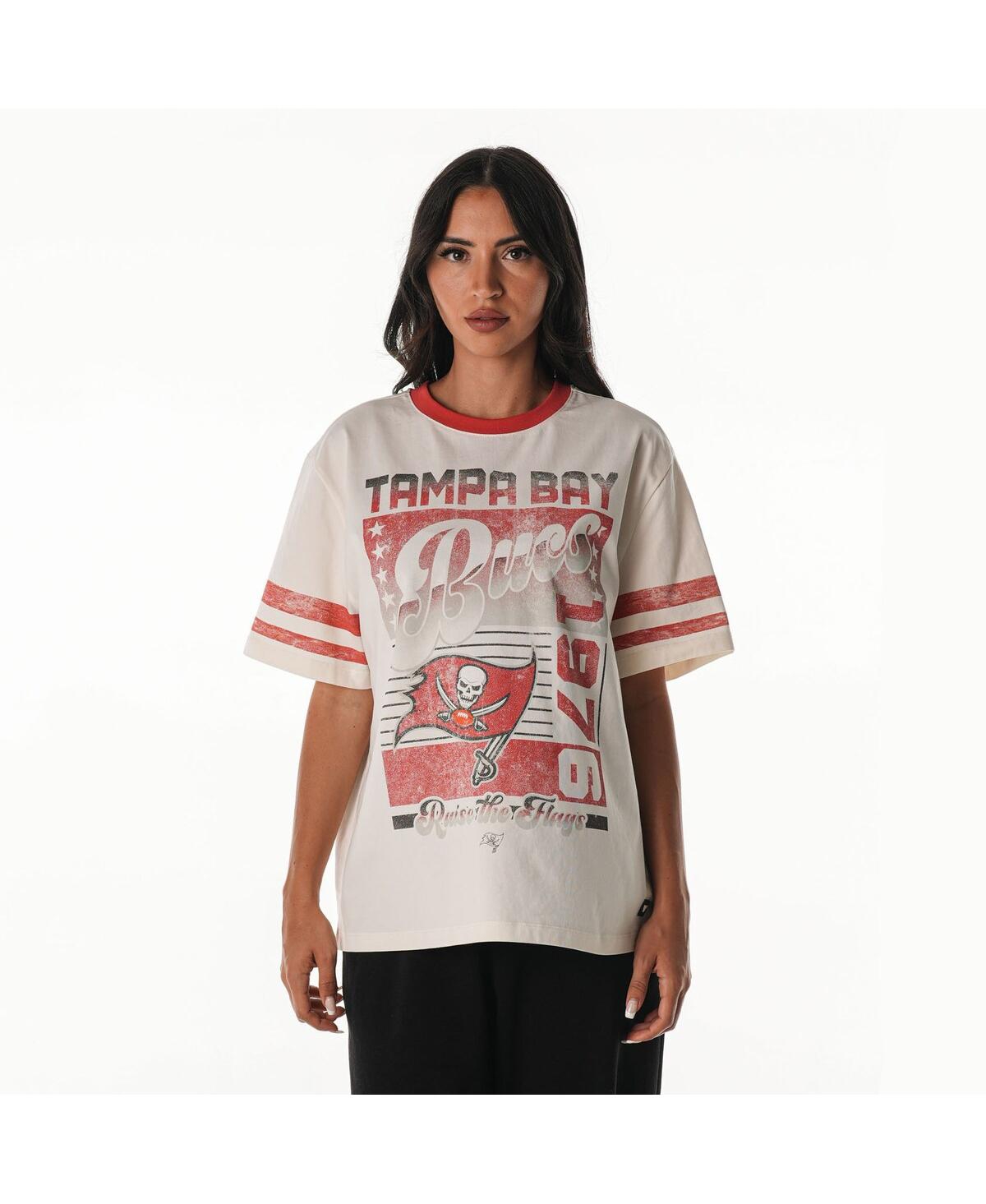 The Wild Collective Women's Cream Tampa Bay Buccaneers Vintage Drop Shoulder Oversized Boyfriend T-shirt In Multi