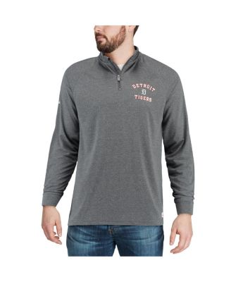 Men's Heathered Charcoal Detroit Tigers Team Raglan Quarter-Zip Pullover Sweatshirt