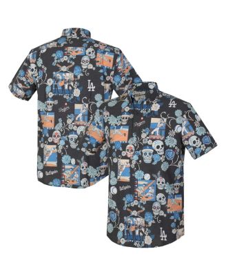 Reyn Spooner - Men's Black Los Angeles Dodgers Día De Los Muertos Performance Full-Button Aloha Shirt